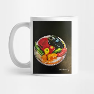 Assorted Peppers on a Silver Platter Mug